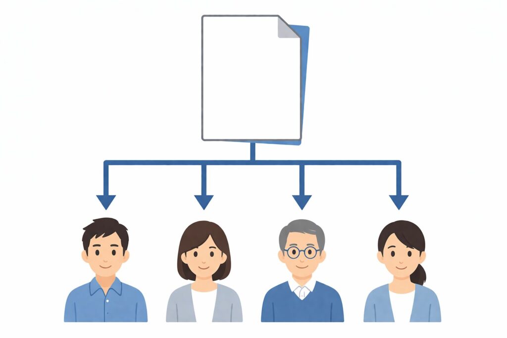 遺言書の内容が相続人に優先して適用されることを示す図解イラスト