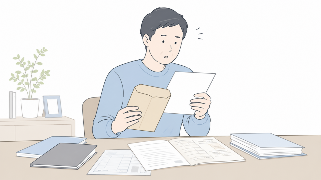 長年疎遠だった親の死亡と相続を突然知らされ、届いた書類を確認して戸惑う男性