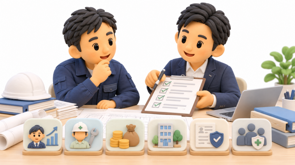 建設業許可の経営経験・技術者・財産・営業所・欠格要件・社会保険を行政書士と確認する個人事業主