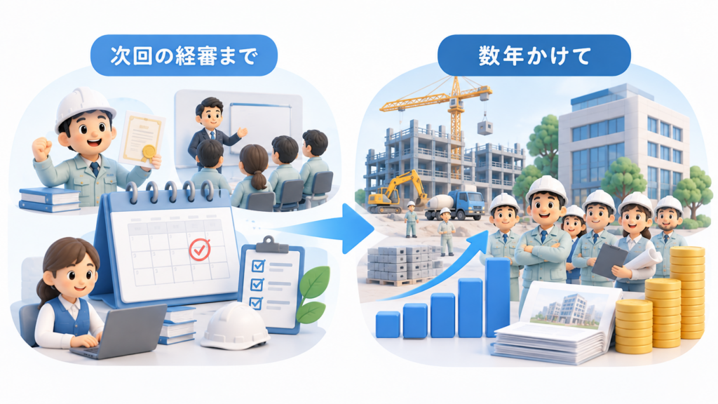 経営事項審査の評価向上に向けた次回経審までの取組と数年かけた建設会社の成長