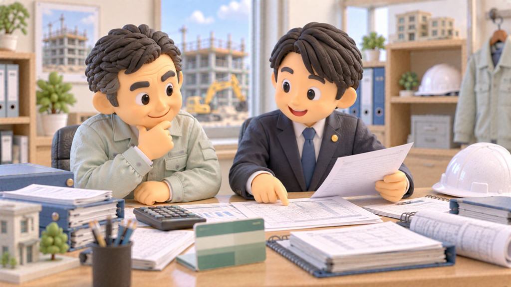 建設業許可の財産的基礎を、自己資本と資金調達能力の2つの方法で確認するイラスト