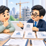 建設業許可の新規申請にかかる費用の内訳を行政書士に確認する建設会社経営者