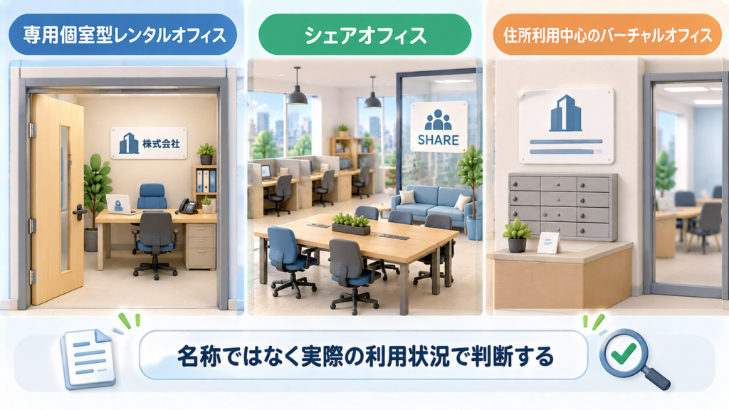 建設業許可の営業所として使う専用個室型レンタルオフィス・シェアオフィス・バーチャルオフィスの比較