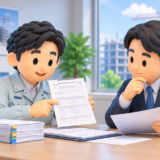 建設業許可を申請中であることを元請会社の担当者に説明する建設会社経営者